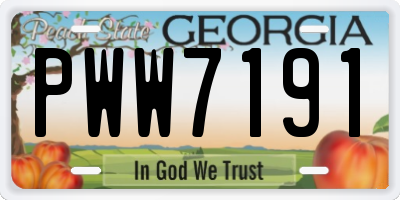 GA license plate PWW7191