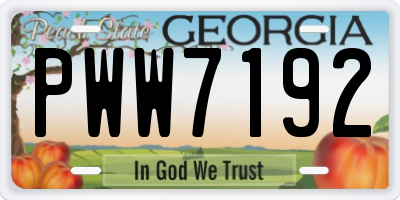GA license plate PWW7192