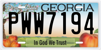GA license plate PWW7194