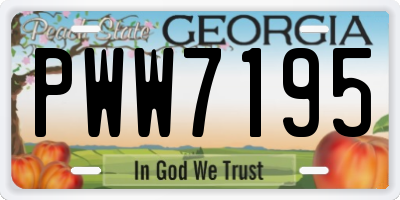 GA license plate PWW7195