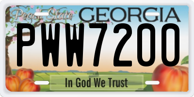 GA license plate PWW7200