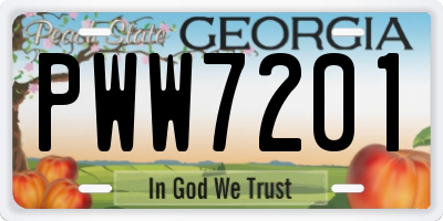 GA license plate PWW7201