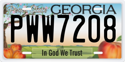 GA license plate PWW7208