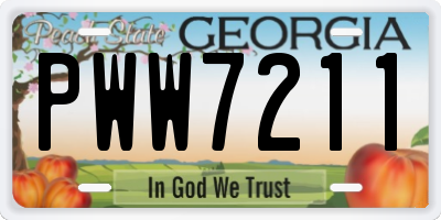 GA license plate PWW7211