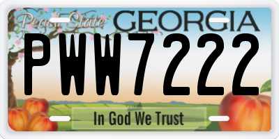 GA license plate PWW7222