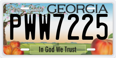 GA license plate PWW7225