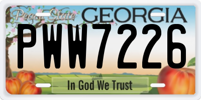 GA license plate PWW7226