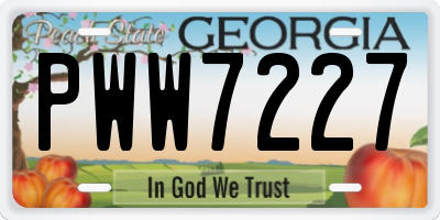 GA license plate PWW7227