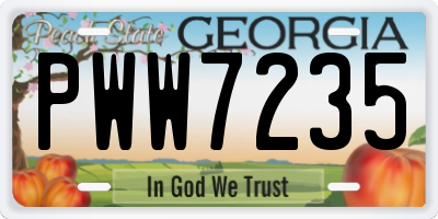 GA license plate PWW7235