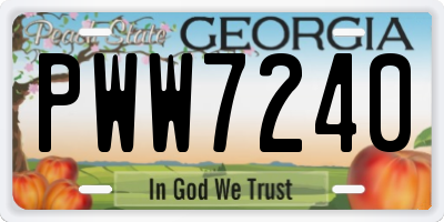 GA license plate PWW7240