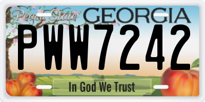 GA license plate PWW7242