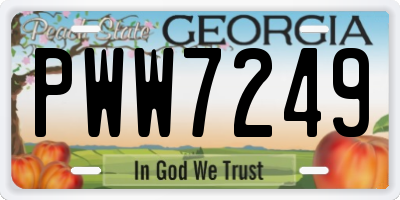 GA license plate PWW7249