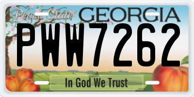 GA license plate PWW7262