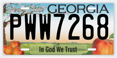 GA license plate PWW7268