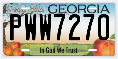 GA license plate PWW7270