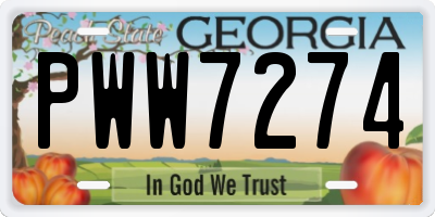 GA license plate PWW7274