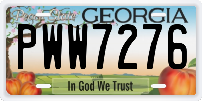 GA license plate PWW7276