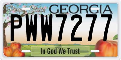 GA license plate PWW7277