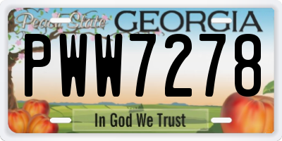 GA license plate PWW7278