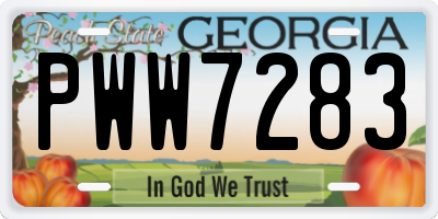 GA license plate PWW7283