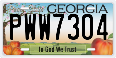 GA license plate PWW7304