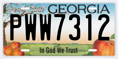 GA license plate PWW7312