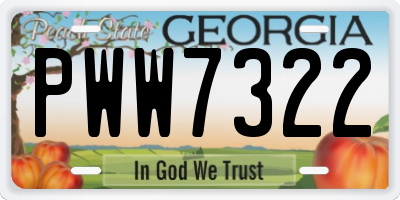 GA license plate PWW7322