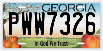 GA license plate PWW7326