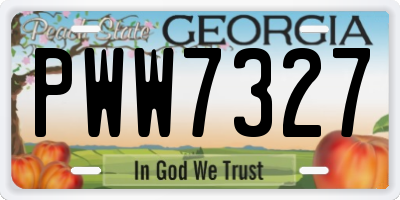 GA license plate PWW7327