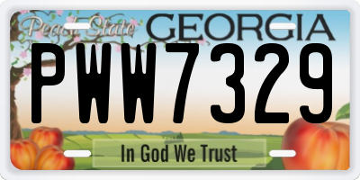 GA license plate PWW7329