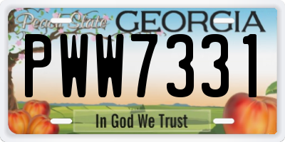 GA license plate PWW7331