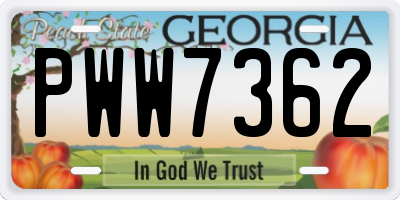 GA license plate PWW7362