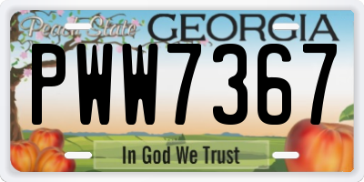 GA license plate PWW7367