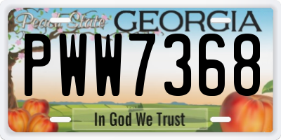 GA license plate PWW7368