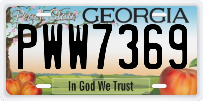 GA license plate PWW7369