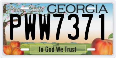 GA license plate PWW7371