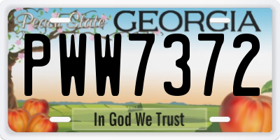 GA license plate PWW7372