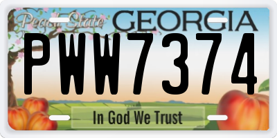 GA license plate PWW7374