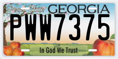 GA license plate PWW7375
