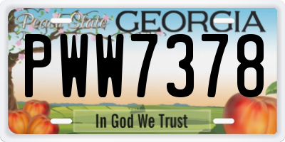 GA license plate PWW7378