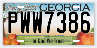 GA license plate PWW7386