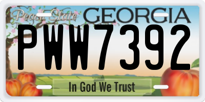 GA license plate PWW7392