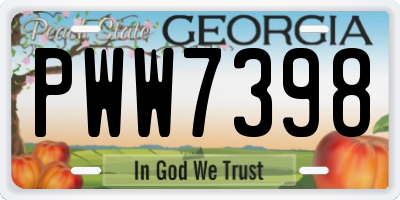 GA license plate PWW7398