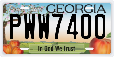 GA license plate PWW7400