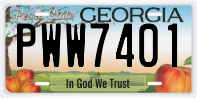 GA license plate PWW7401