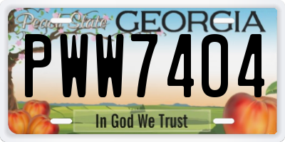 GA license plate PWW7404