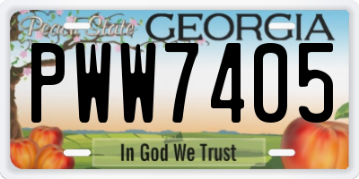 GA license plate PWW7405