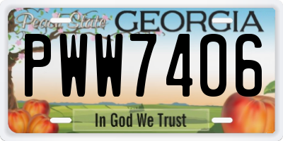GA license plate PWW7406
