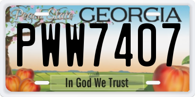 GA license plate PWW7407