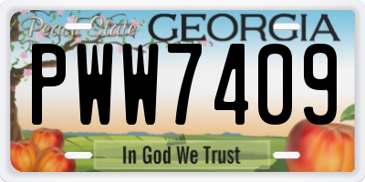 GA license plate PWW7409